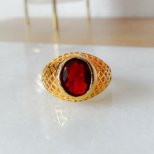 Krish | Rode steen ring