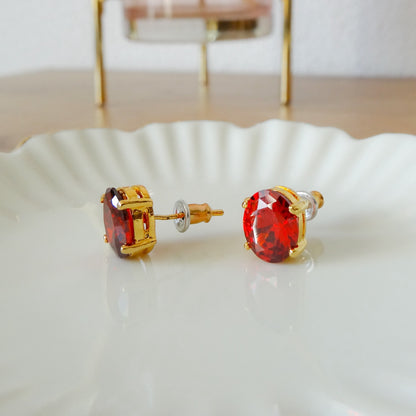 Garnet | Zirkonia oorknoppen