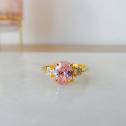 Ania | Geboortesteen ring roze